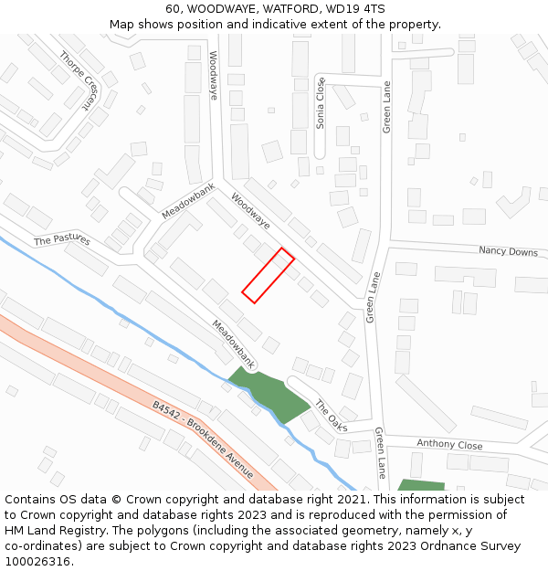 60, WOODWAYE, WATFORD, WD19 4TS: Location map and indicative extent of plot