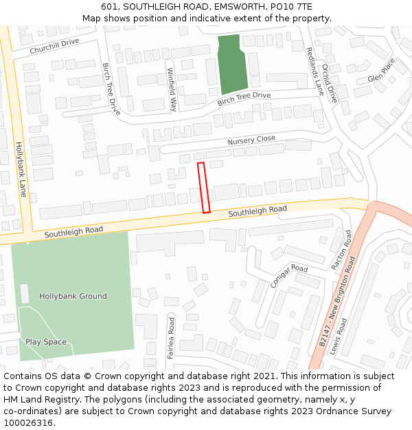 601, SOUTHLEIGH ROAD, EMSWORTH, PO10 7TE: Location map and indicative extent of plot