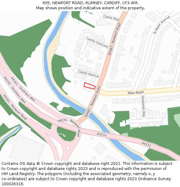 605, NEWPORT ROAD, RUMNEY, CARDIFF, CF3 4FA: Location map and indicative extent of plot