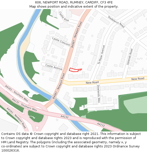 606, NEWPORT ROAD, RUMNEY, CARDIFF, CF3 4FE: Location map and indicative extent of plot