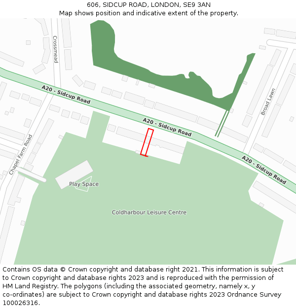 606, SIDCUP ROAD, LONDON, SE9 3AN: Location map and indicative extent of plot
