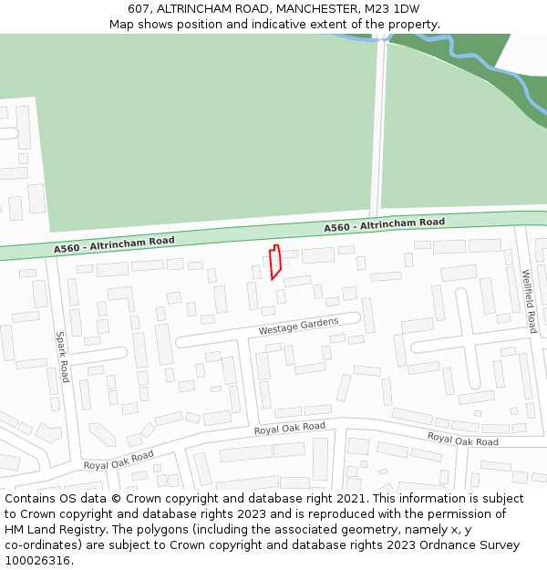 607, ALTRINCHAM ROAD, MANCHESTER, M23 1DW: Location map and indicative extent of plot