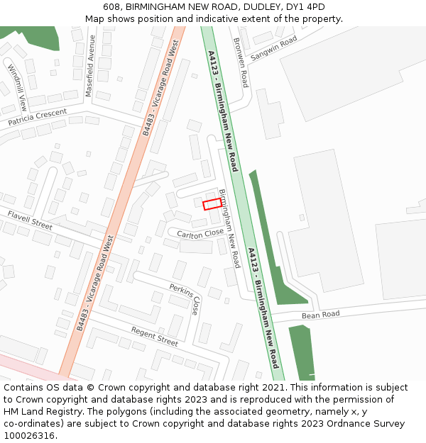 608, BIRMINGHAM NEW ROAD, DUDLEY, DY1 4PD: Location map and indicative extent of plot