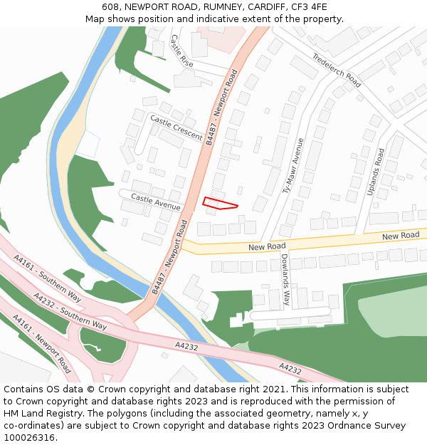 608, NEWPORT ROAD, RUMNEY, CARDIFF, CF3 4FE: Location map and indicative extent of plot