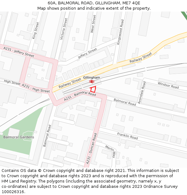 60A, BALMORAL ROAD, GILLINGHAM, ME7 4QE: Location map and indicative extent of plot