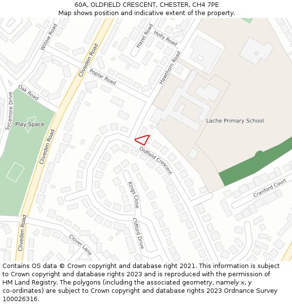 60A, OLDFIELD CRESCENT, CHESTER, CH4 7PE: Location map and indicative extent of plot