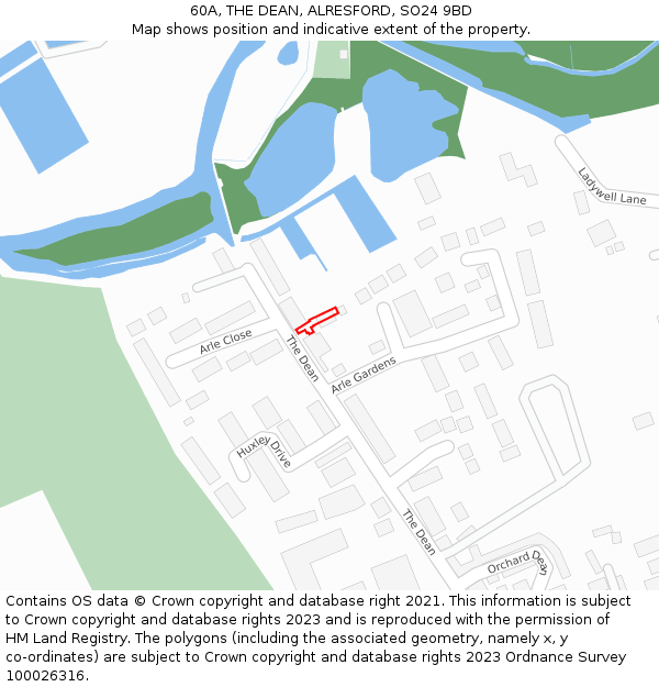 60A, THE DEAN, ALRESFORD, SO24 9BD: Location map and indicative extent of plot