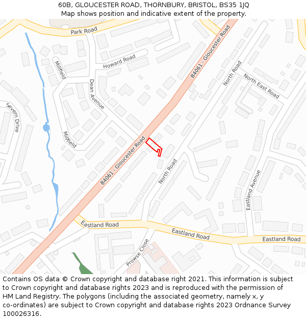 60B, GLOUCESTER ROAD, THORNBURY, BRISTOL, BS35 1JQ: Location map and indicative extent of plot