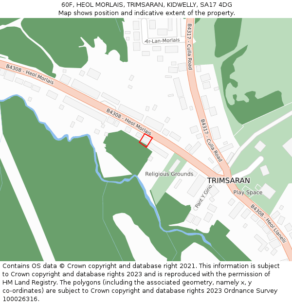 60F, HEOL MORLAIS, TRIMSARAN, KIDWELLY, SA17 4DG: Location map and indicative extent of plot