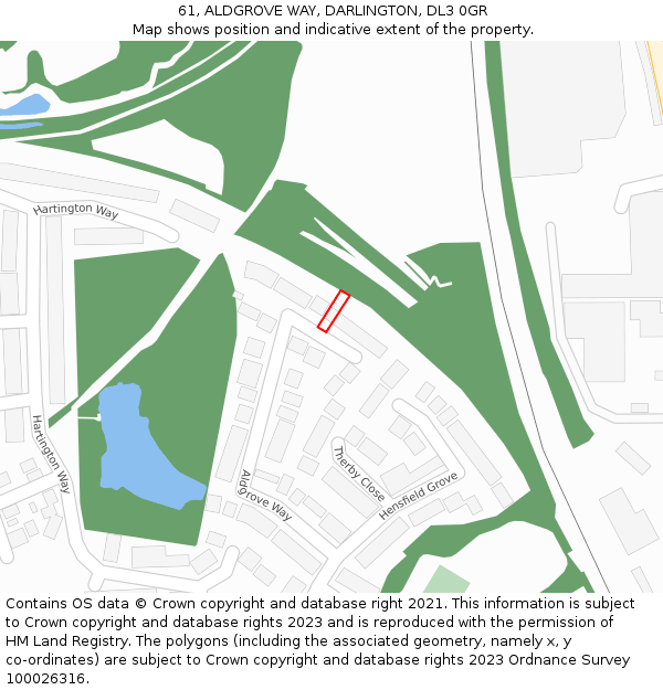 61, ALDGROVE WAY, DARLINGTON, DL3 0GR: Location map and indicative extent of plot