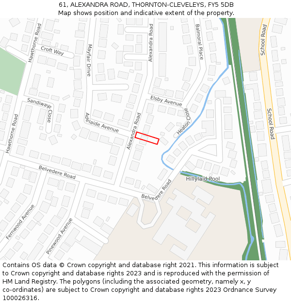 61, ALEXANDRA ROAD, THORNTON-CLEVELEYS, FY5 5DB: Location map and indicative extent of plot