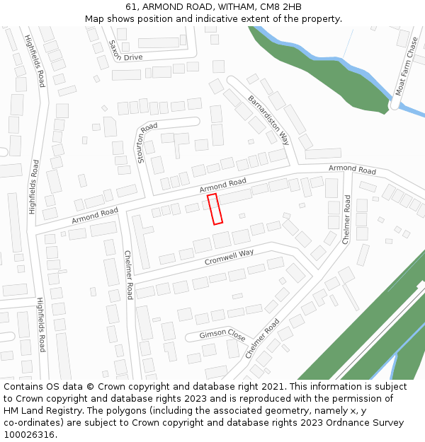 61, ARMOND ROAD, WITHAM, CM8 2HB: Location map and indicative extent of plot