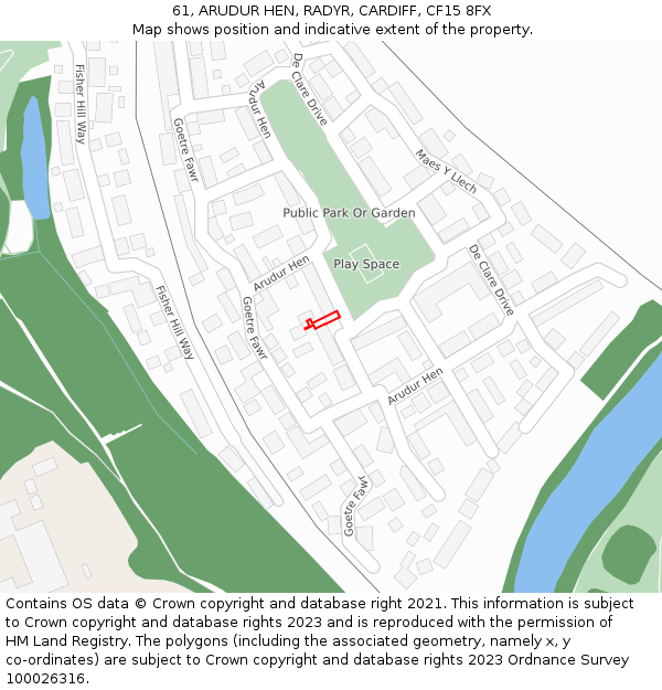 61, ARUDUR HEN, RADYR, CARDIFF, CF15 8FX: Location map and indicative extent of plot