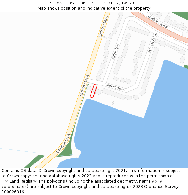 61, ASHURST DRIVE, SHEPPERTON, TW17 0JH: Location map and indicative extent of plot