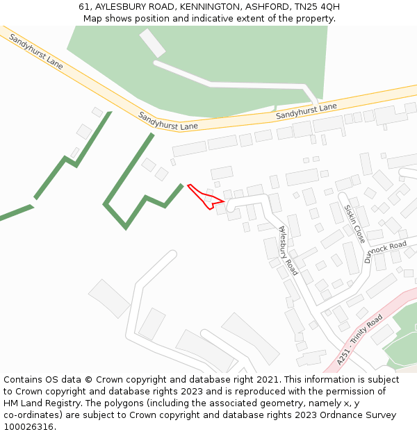 61, AYLESBURY ROAD, KENNINGTON, ASHFORD, TN25 4QH: Location map and indicative extent of plot