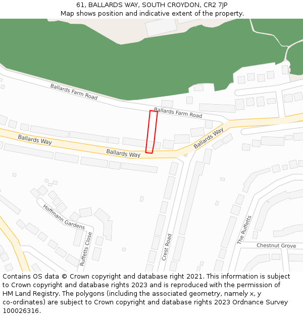 61, BALLARDS WAY, SOUTH CROYDON, CR2 7JP: Location map and indicative extent of plot