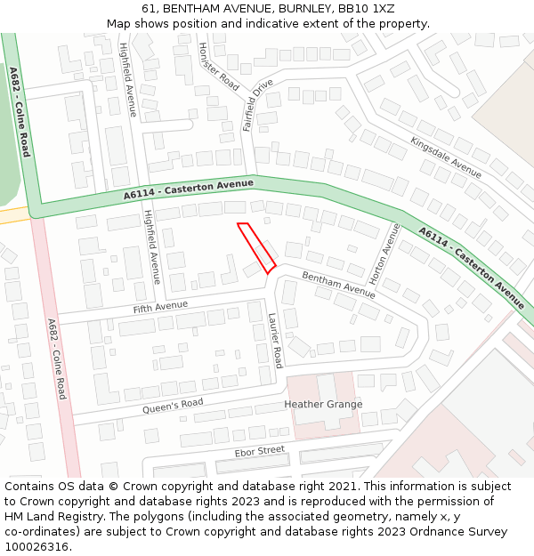 61, BENTHAM AVENUE, BURNLEY, BB10 1XZ: Location map and indicative extent of plot