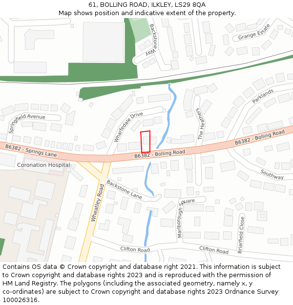 61, BOLLING ROAD, ILKLEY, LS29 8QA: Location map and indicative extent of plot