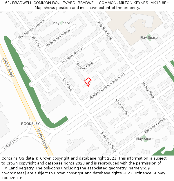 61, BRADWELL COMMON BOULEVARD, BRADWELL COMMON, MILTON KEYNES, MK13 8EH: Location map and indicative extent of plot