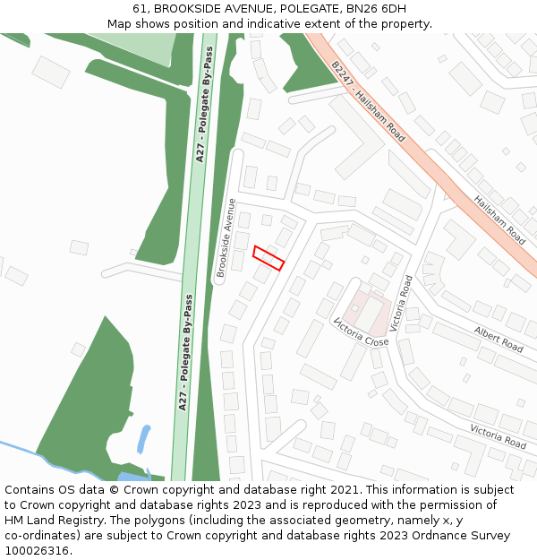 61, BROOKSIDE AVENUE, POLEGATE, BN26 6DH: Location map and indicative extent of plot