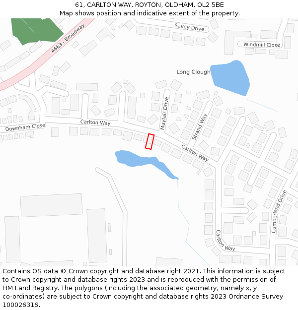 61, CARLTON WAY, ROYTON, OLDHAM, OL2 5BE: Location map and indicative extent of plot