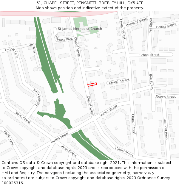 61, CHAPEL STREET, PENSNETT, BRIERLEY HILL, DY5 4EE: Location map and indicative extent of plot