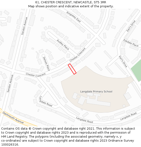 61, CHESTER CRESCENT, NEWCASTLE, ST5 3RR: Location map and indicative extent of plot