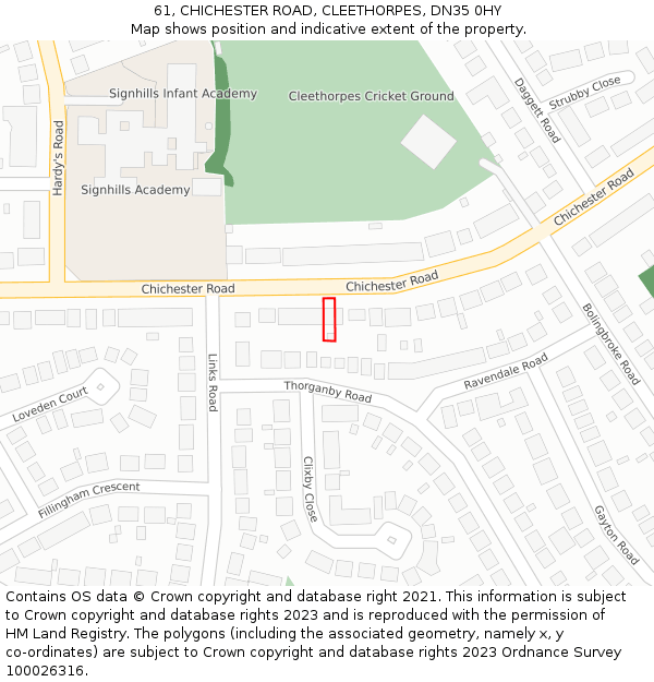 61, CHICHESTER ROAD, CLEETHORPES, DN35 0HY: Location map and indicative extent of plot