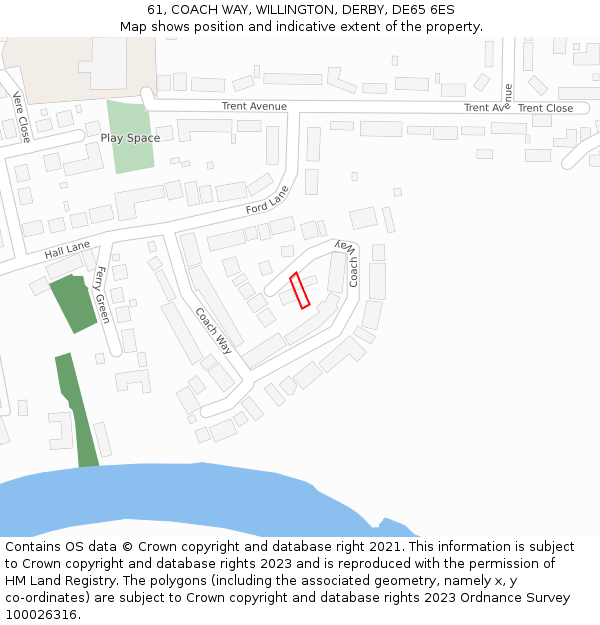 61, COACH WAY, WILLINGTON, DERBY, DE65 6ES: Location map and indicative extent of plot