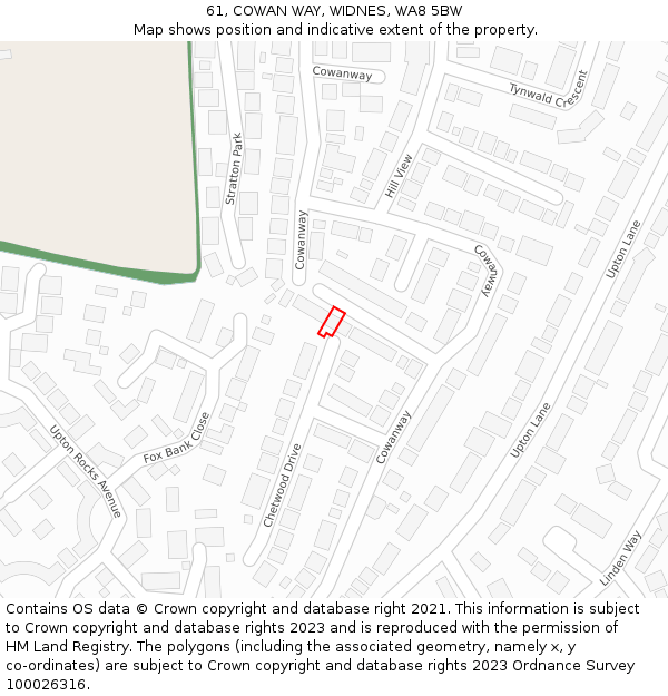 61, COWAN WAY, WIDNES, WA8 5BW: Location map and indicative extent of plot