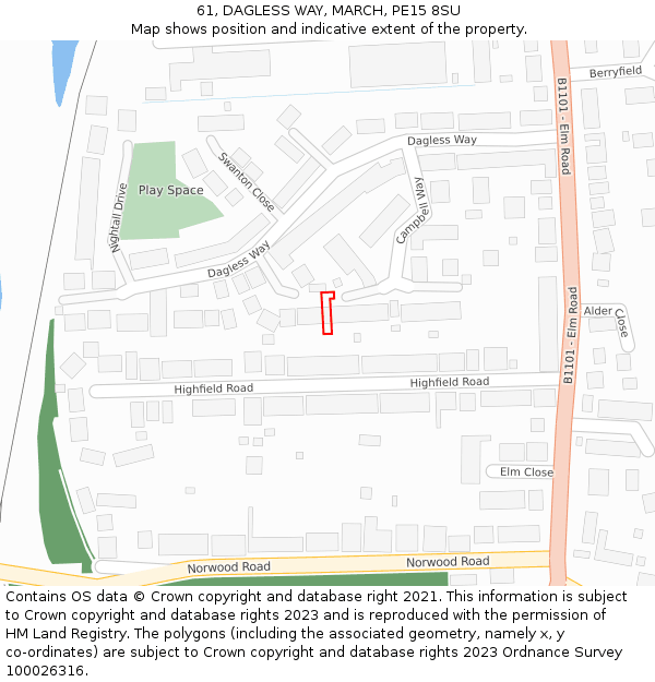 61, DAGLESS WAY, MARCH, PE15 8SU: Location map and indicative extent of plot