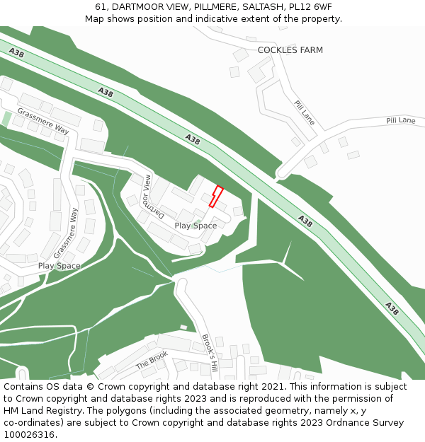 61, DARTMOOR VIEW, PILLMERE, SALTASH, PL12 6WF: Location map and indicative extent of plot