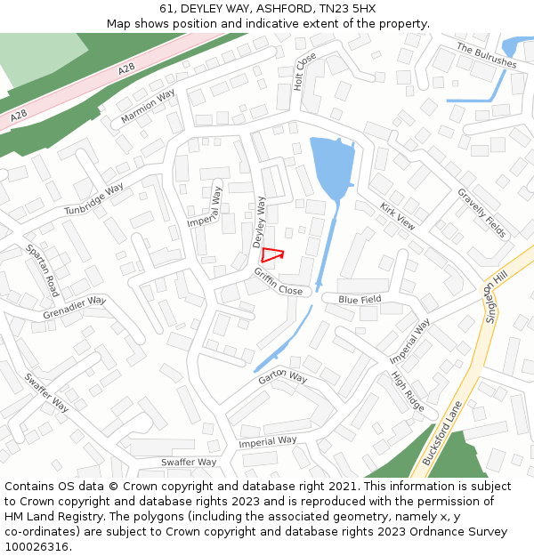 61, DEYLEY WAY, ASHFORD, TN23 5HX: Location map and indicative extent of plot