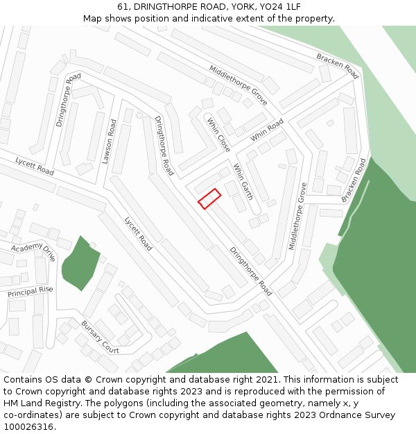 61, DRINGTHORPE ROAD, YORK, YO24 1LF: Location map and indicative extent of plot