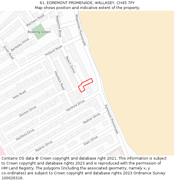 61, EGREMONT PROMENADE, WALLASEY, CH45 7PY: Location map and indicative extent of plot