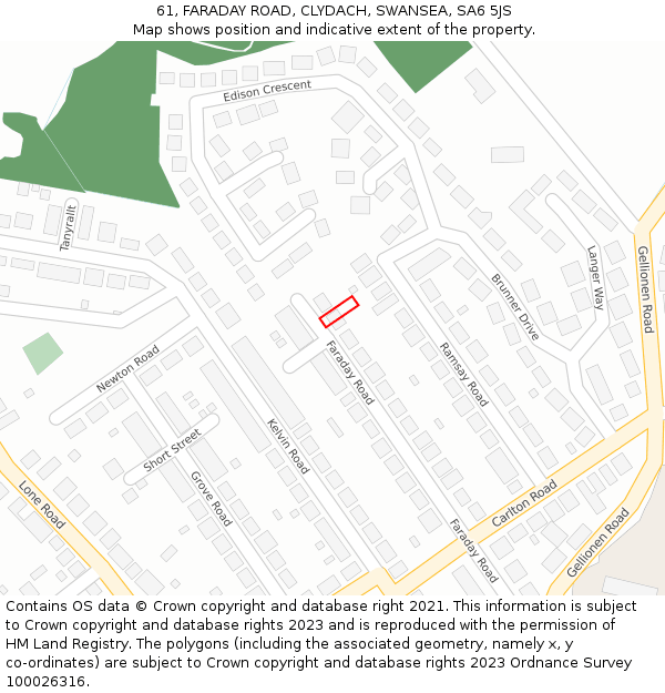 61, FARADAY ROAD, CLYDACH, SWANSEA, SA6 5JS: Location map and indicative extent of plot