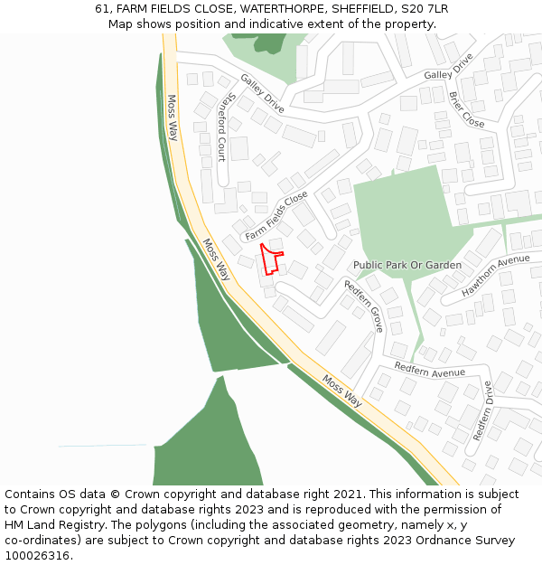 61, FARM FIELDS CLOSE, WATERTHORPE, SHEFFIELD, S20 7LR: Location map and indicative extent of plot