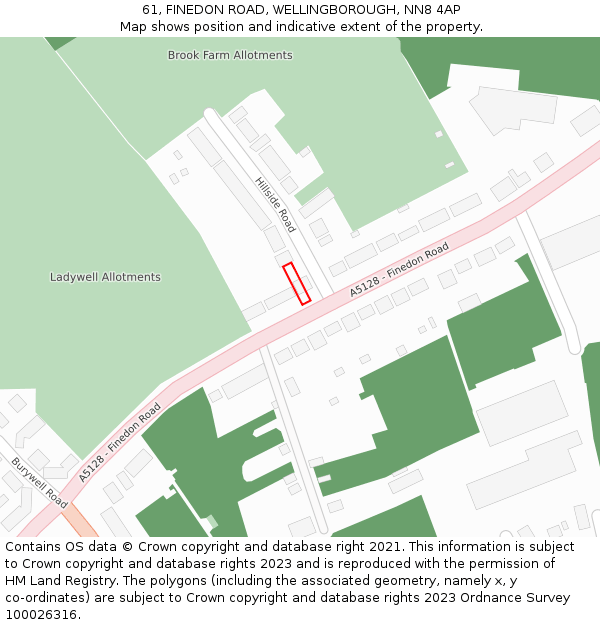 61, FINEDON ROAD, WELLINGBOROUGH, NN8 4AP: Location map and indicative extent of plot