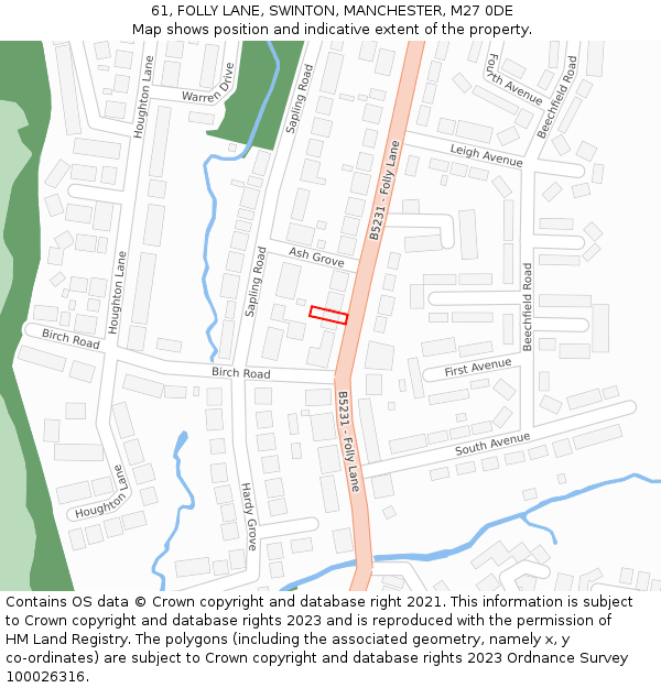 61, FOLLY LANE, SWINTON, MANCHESTER, M27 0DE: Location map and indicative extent of plot