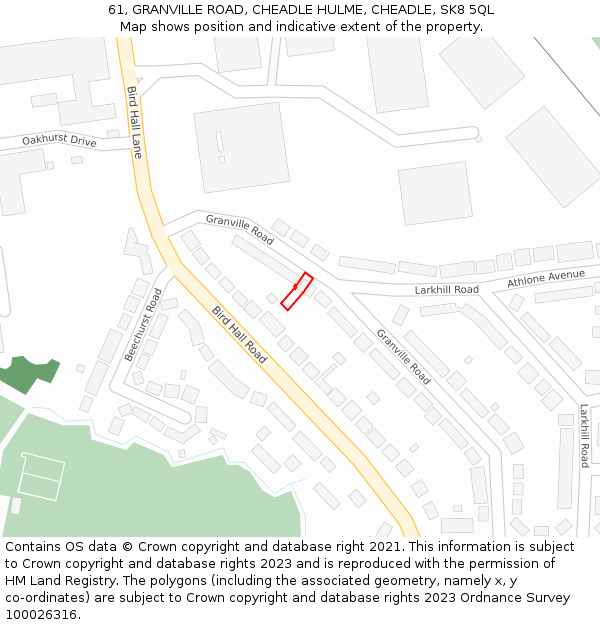 61, GRANVILLE ROAD, CHEADLE HULME, CHEADLE, SK8 5QL: Location map and indicative extent of plot