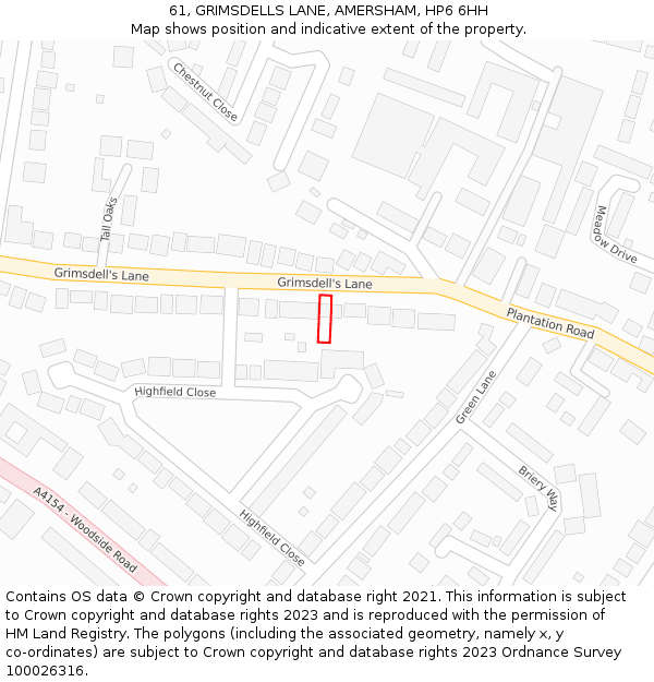 61, GRIMSDELLS LANE, AMERSHAM, HP6 6HH: Location map and indicative extent of plot