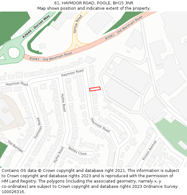 61, HAYMOOR ROAD, POOLE, BH15 3NR: Location map and indicative extent of plot