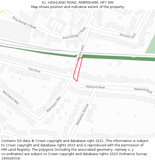 61, HIGHLAND ROAD, AMERSHAM, HP7 9AY: Location map and indicative extent of plot