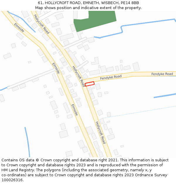 61, HOLLYCROFT ROAD, EMNETH, WISBECH, PE14 8BB: Location map and indicative extent of plot