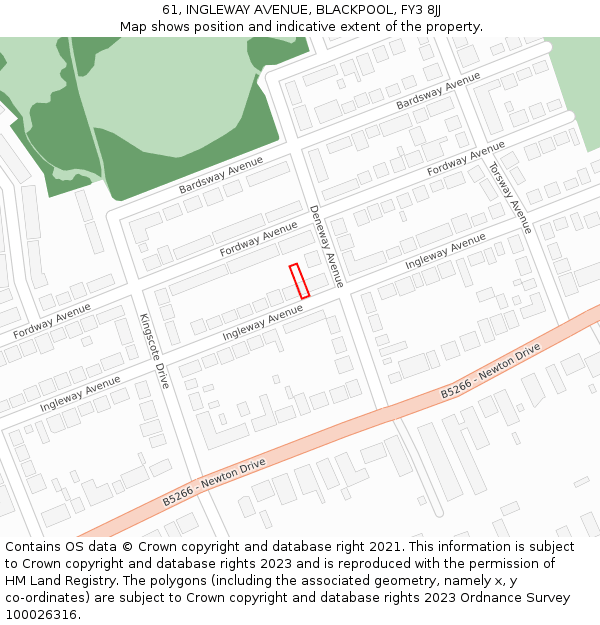 61, INGLEWAY AVENUE, BLACKPOOL, FY3 8JJ: Location map and indicative extent of plot