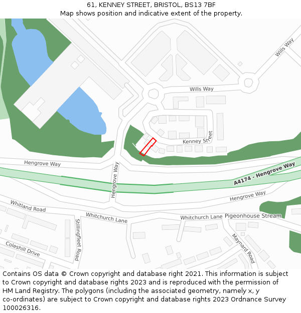 61, KENNEY STREET, BRISTOL, BS13 7BF: Location map and indicative extent of plot