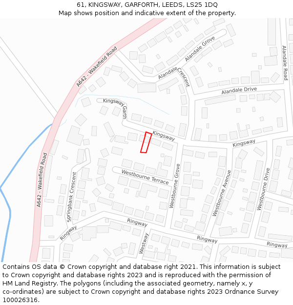 61, KINGSWAY, GARFORTH, LEEDS, LS25 1DQ: Location map and indicative extent of plot