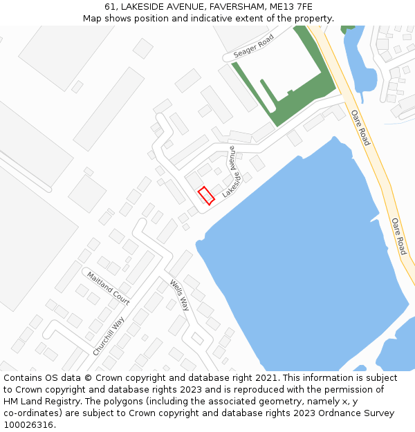 61, LAKESIDE AVENUE, FAVERSHAM, ME13 7FE: Location map and indicative extent of plot