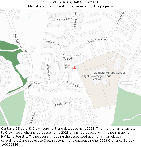 61, LYDSTEP ROAD, BARRY, CF62 9EA: Location map and indicative extent of plot