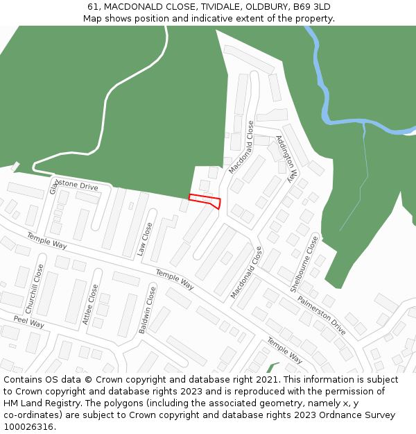 61, MACDONALD CLOSE, TIVIDALE, OLDBURY, B69 3LD: Location map and indicative extent of plot